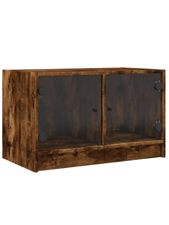 Tv skapītis ar stikla durvīm, koka krāsa, 68x37x42 cm