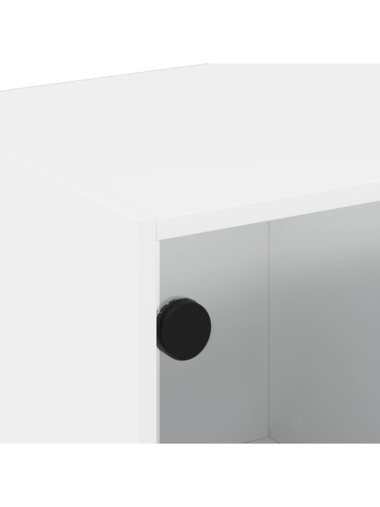 Tv skapītis ar stikla durvīm, balts, 102x37x42 cm