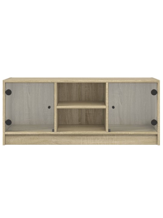 Tv skapītis ar stikla durvīm, ozola krāsa, 102x37x42 cm