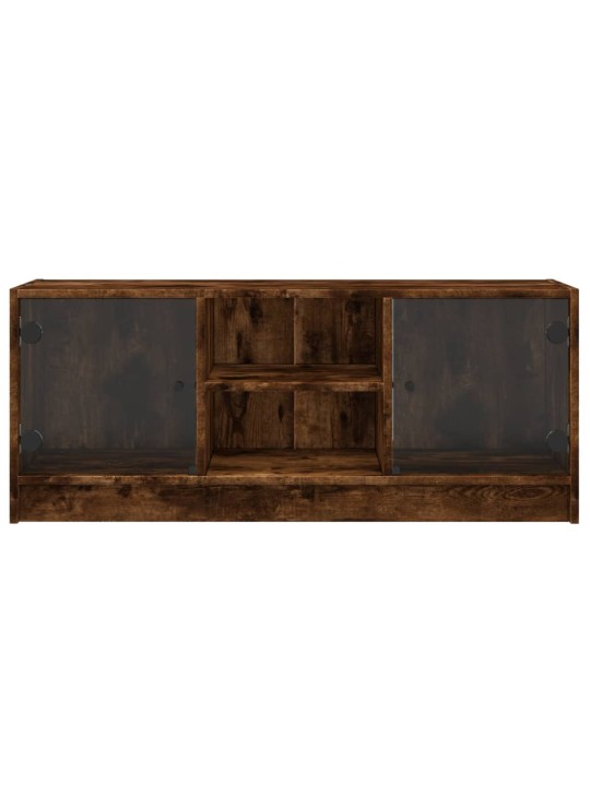 Tv skapītis ar stikla durvīm, koka krāsa, 102x37x42 cm
