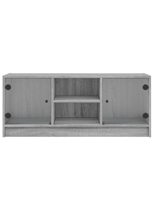 Tv skapītis ar stikla durvīm, pelēka ozola, 102x37x42 cm