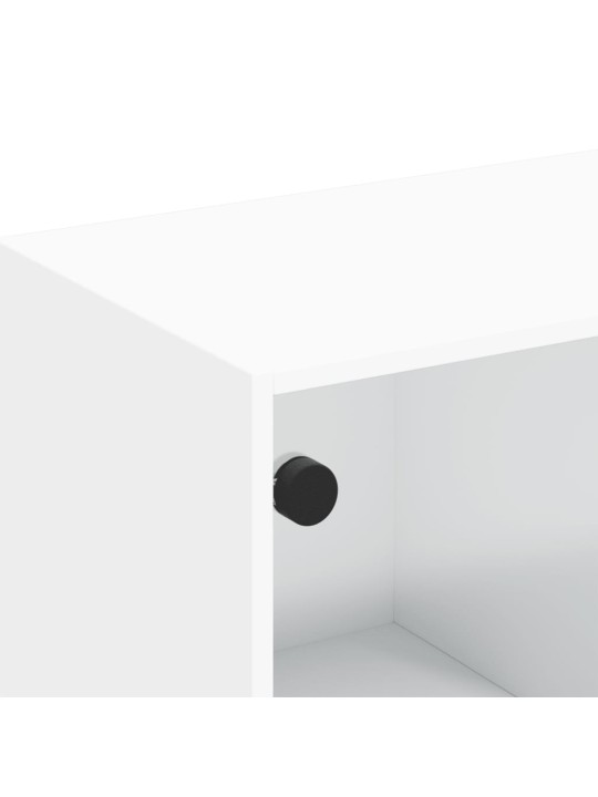 Tv skapītis ar stikla durvīm, balts, 102x37x42 cm