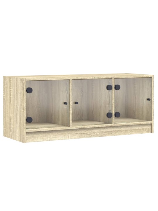 Tv skapītis ar stikla durvīm, ozola krāsa, 102x37x42 cm