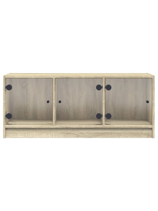 Tv skapītis ar stikla durvīm, ozola krāsa, 102x37x42 cm