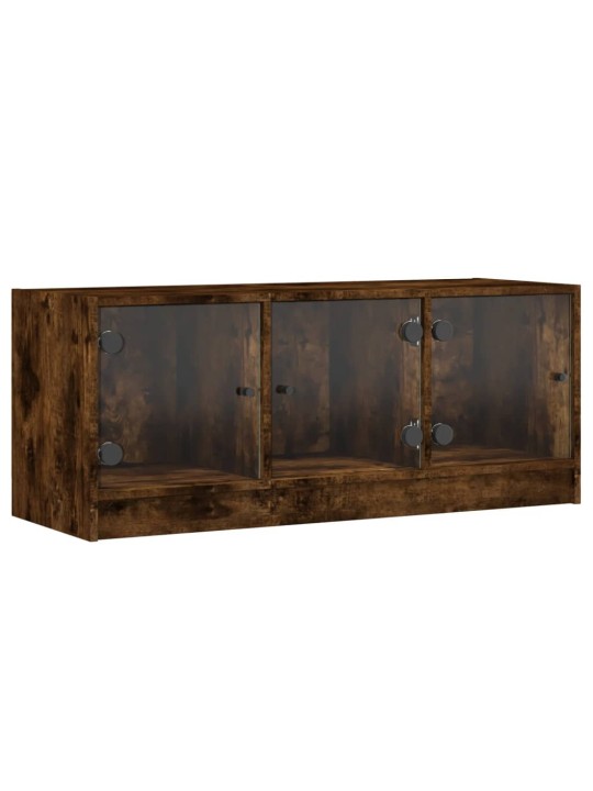 Tv skapītis ar stikla durvīm, koka krāsa, 102x37x42 cm
