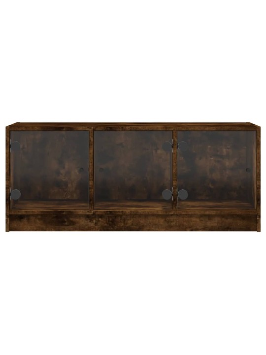 Tv skapītis ar stikla durvīm, koka krāsa, 102x37x42 cm