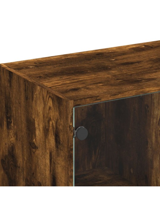 Tv skapītis ar stikla durvīm, koka krāsa, 102x37x42 cm