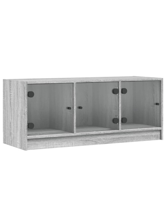 Tv skapītis ar stikla durvīm, pelēka ozola, 102x37x42 cm