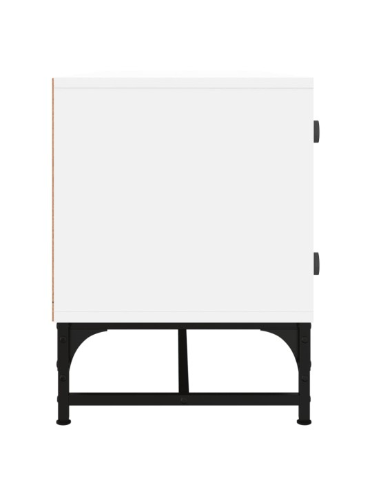Tv skapītis ar stikla durvīm, balts, 102x37x50 cm