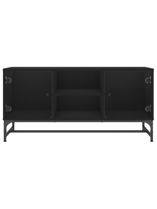 Tv skapītis ar stikla durvīm, melns, 102x37x50 cm