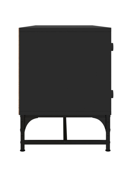 Tv skapītis ar stikla durvīm, melns, 102x37x50 cm
