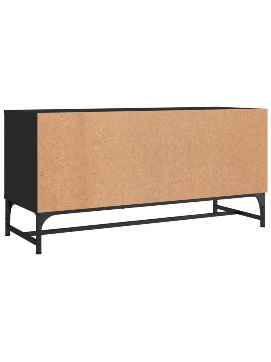 Tv skapītis ar stikla durvīm, melns, 102x37x50 cm