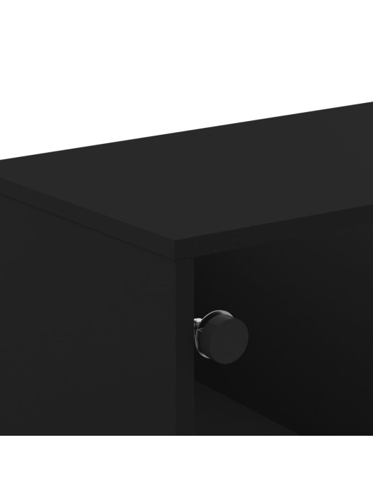 Tv skapītis ar stikla durvīm, melns, 102x37x50 cm