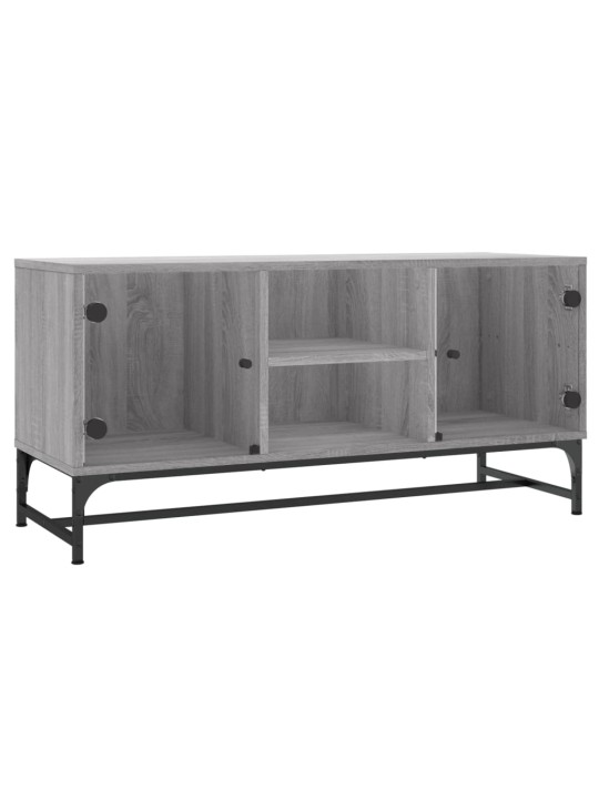 Tv skapītis ar stikla durvīm, pelēka ozola, 102x37x50 cm