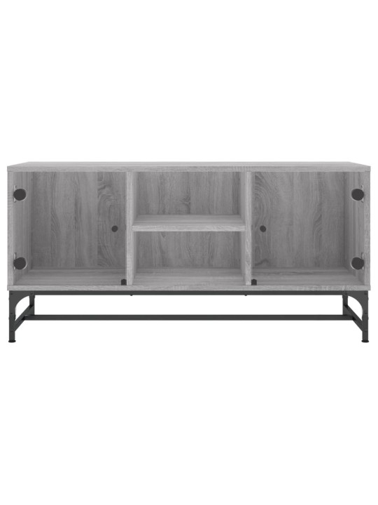 Tv skapītis ar stikla durvīm, pelēka ozola, 102x37x50 cm