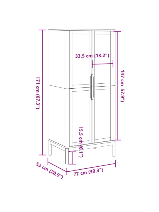 Skapis floro, balts, 77x53x171 cm, priedes masīvkoks