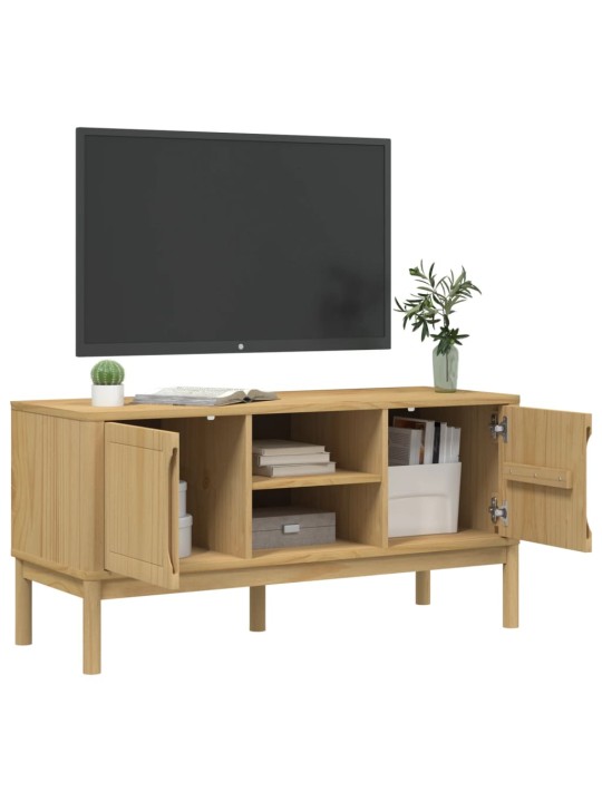 Televizora skapis floro, brūns 114x43x55 cm, priedes masīvkoks