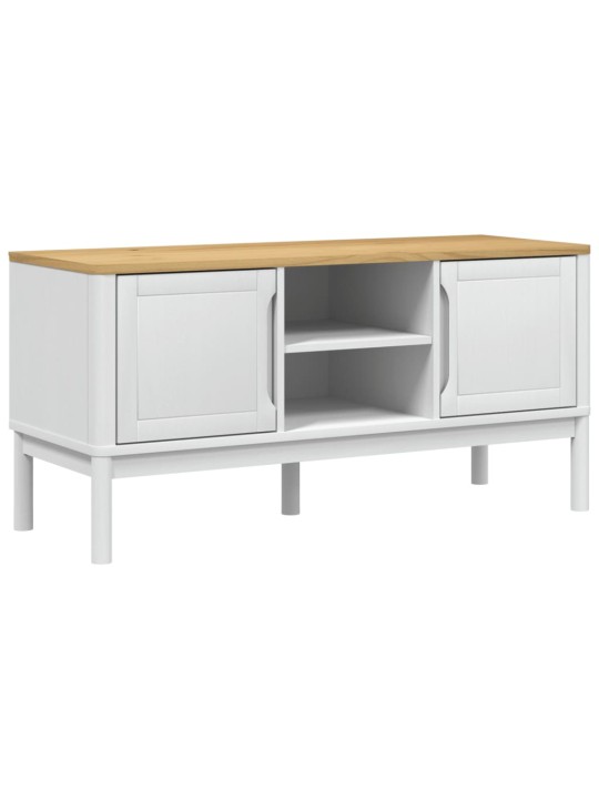 Televizora skapis floro, balts, 114x43x74 cm, priedes masīvkoks