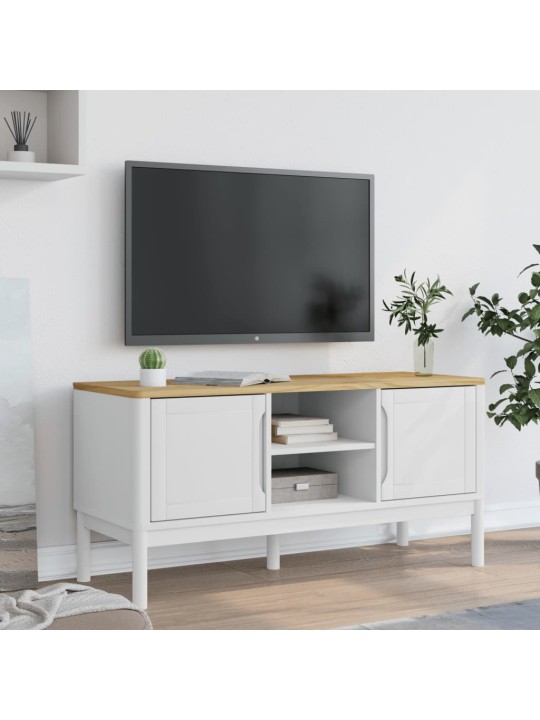 Televizora skapis floro, balts, 114x43x74 cm, priedes masīvkoks