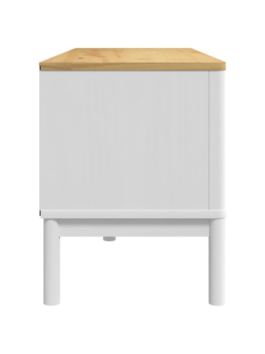 Televizora skapis floro, balts, 114x43x74 cm, priedes masīvkoks
