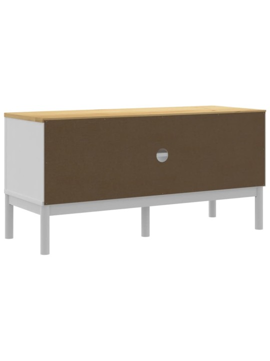 Televizora skapis floro, balts, 114x43x74 cm, priedes masīvkoks
