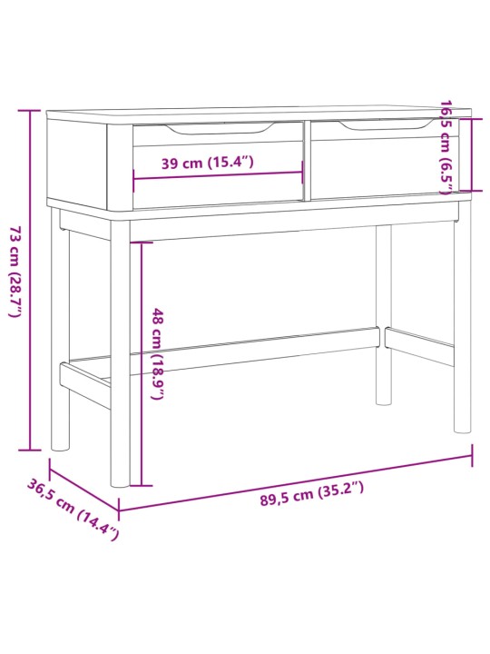 Konsoles galdiņš floro, brūns, 89,5x36,5x73 cm, priedes koks