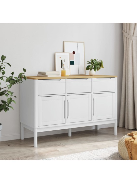 Kumode floro, balta, 114x43x74 cm, priedes masīvkoks