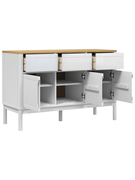 Kumode floro, balta, 114x43x74 cm, priedes masīvkoks
