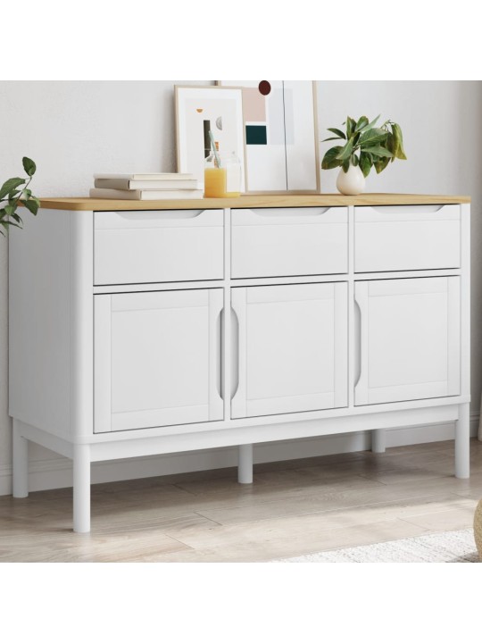 Kumode floro, balta, 114x43x74 cm, priedes masīvkoks