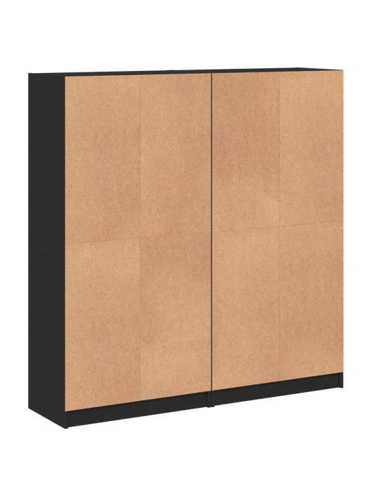 Grāmatu plaukts ar durvīm, melns, 136x37x142 cm, koks