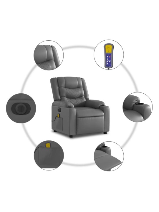 Elektrisks masāžas krēsls, atgāžams, pelēka mākslīgā āda