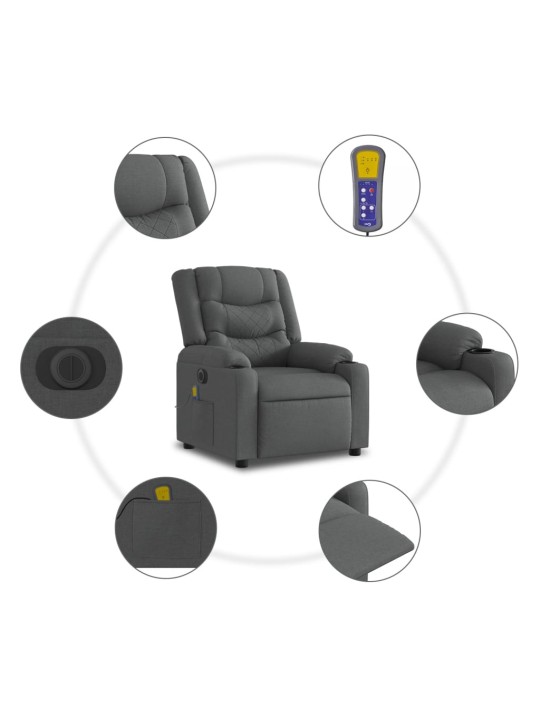 Elektrisks masāžas krēsls, atgāžams, tumši pelēks audums