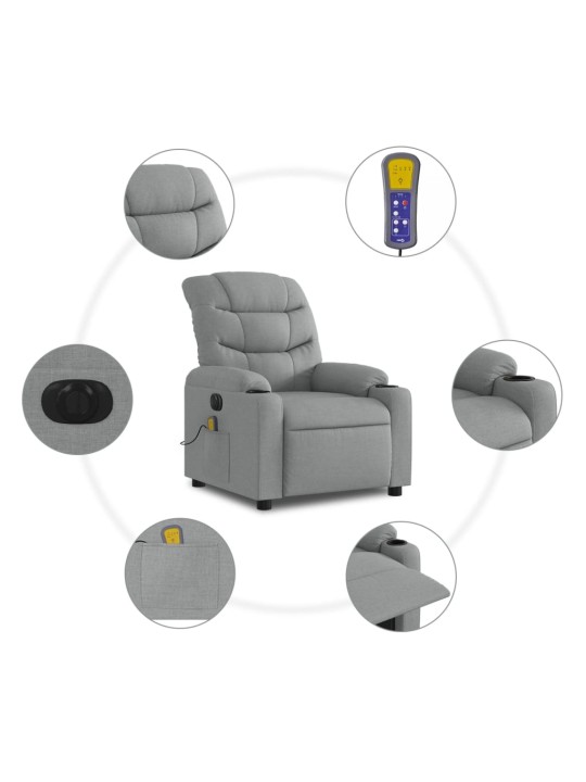 Elektrisks masāžas krēsls, atgāžams, gaiši pelēks audums