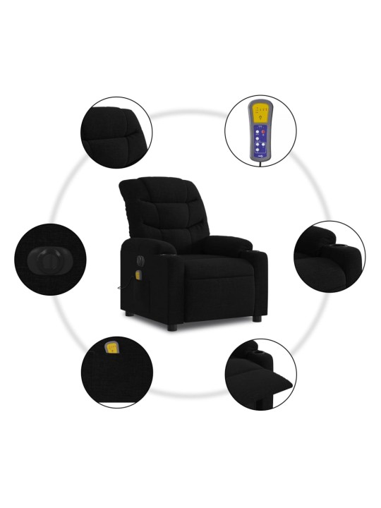Elektrisks masāžas krēsls, atgāžams, melns audums