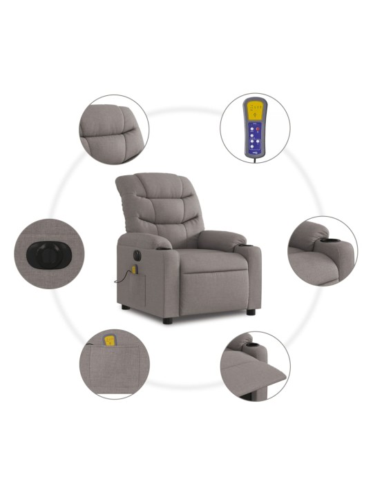 Elektrisks masāžas krēsls, atgāžams, pelēkbrūns audums
