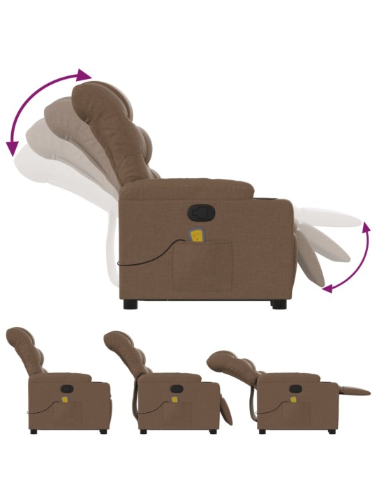 Masāžas krēsls, paceļams, atgāžams, brūns audums
