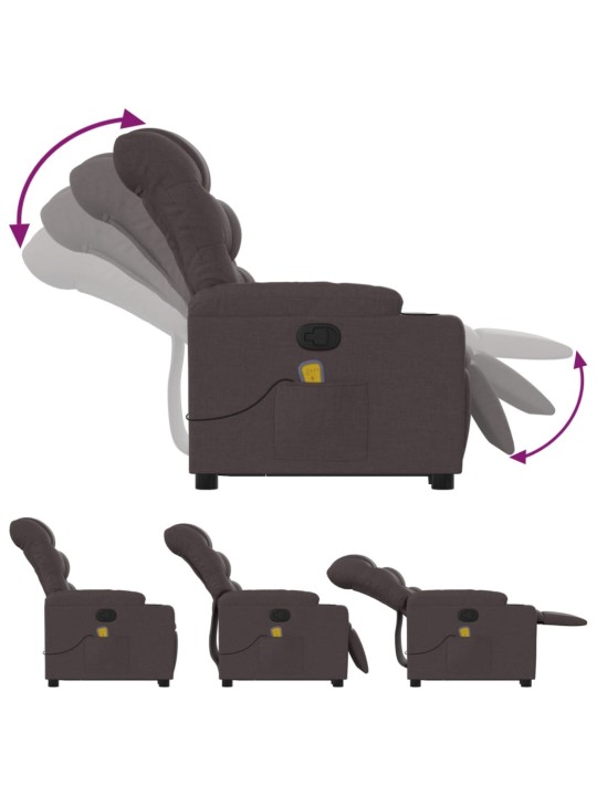 Masāžas krēsls, paceļams, atgāžams, tumši brūns audums