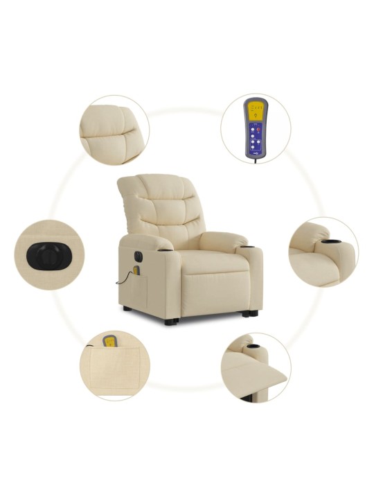 Elektrisks masāžas krēsls, paceļams, krēmkrāsas audums