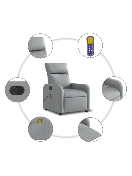 Elektrisks masāžas krēsls, atgāžams, gaiši pelēks audums