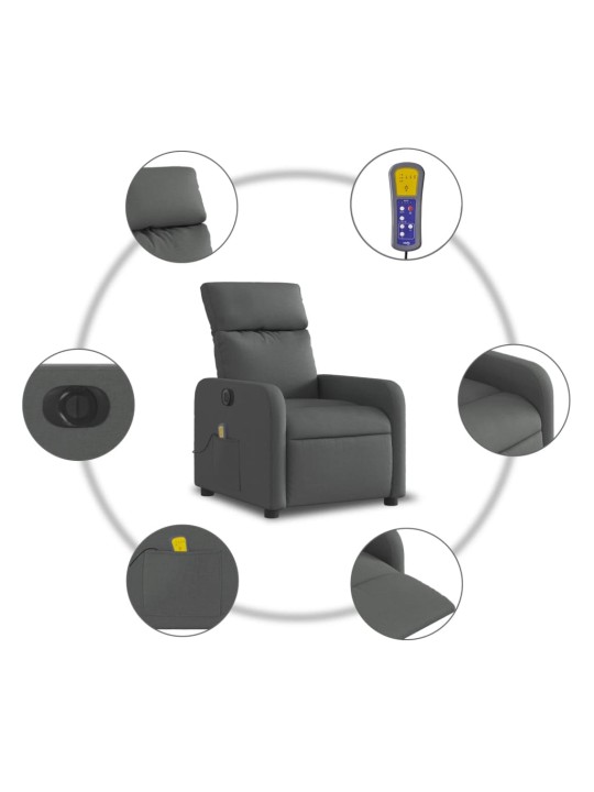 Elektrisks masāžas krēsls, atgāžams, tumši pelēks audums