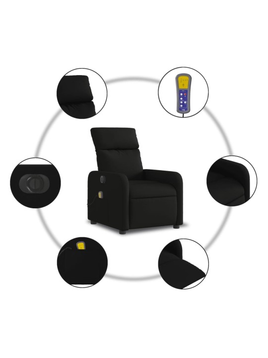 Elektrisks masāžas krēsls, atgāžams, melns audums