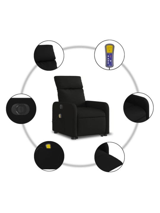 Elektrisks masāžas krēsls, paceļams, atgāžams, melns audums