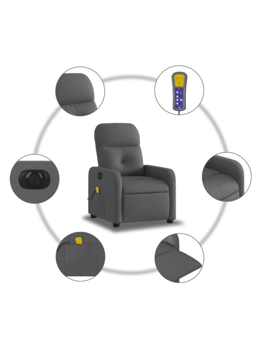 Elektrisks masāžas krēsls, atgāžams, tumši pelēks audums