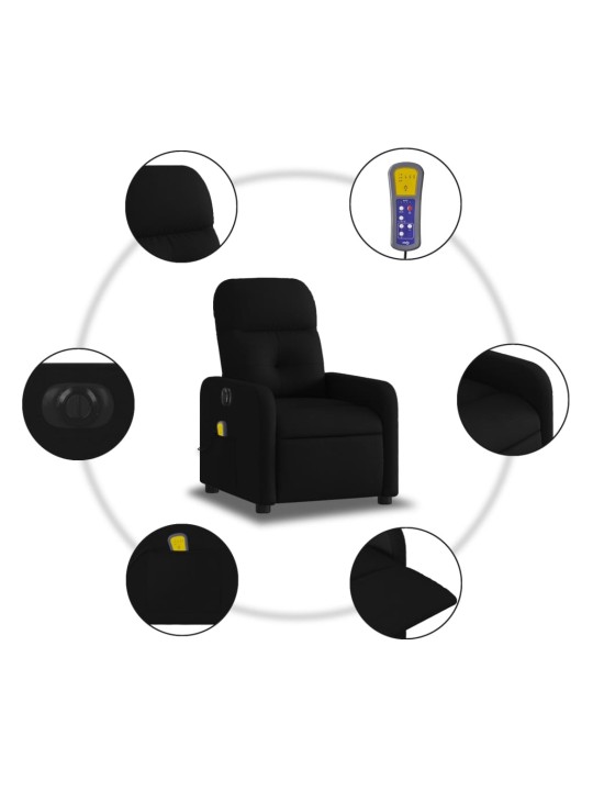 Elektrisks masāžas krēsls, atgāžams, melns audums