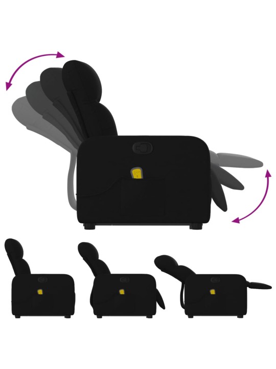 Masāžas krēsls, paceļams, atgāžams, melns audums