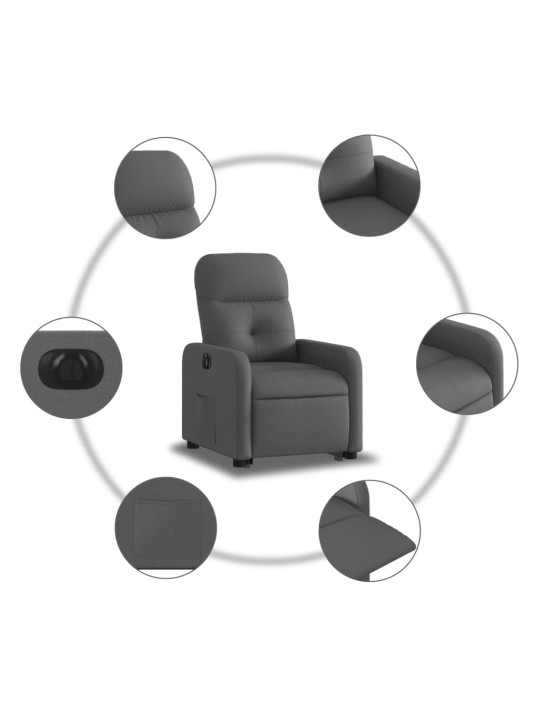 Elektrisks atpūtas krēsls, paceļams, atgāžams, pelēks audums