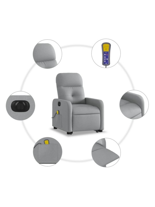 Elektrisks masāžas krēsls, paceļams, atgāžams, pelēks audums