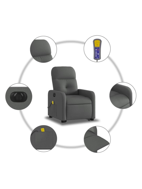 Elektrisks masāžas krēsls, paceļams, atgāžams, pelēks audums