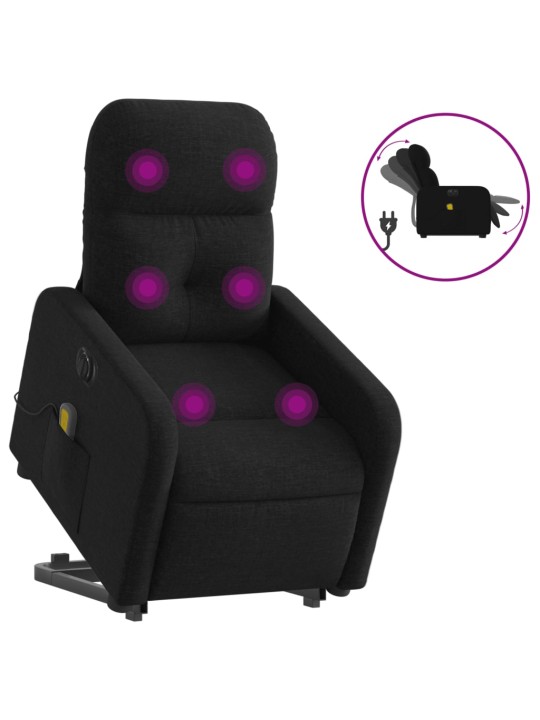 Elektrisks masāžas krēsls, paceļams, atgāžams, melns audums