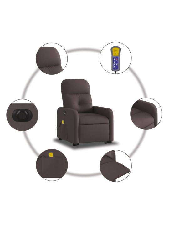 Elektrisks masāžas krēsls, paceļams, atgāžams, brūns audums